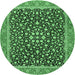 Round Persian Emerald Green Traditional Rug, tr2735emgrn