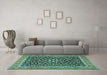 Machine Washable Persian Turquoise Traditional Area Rugs in a Living Room,, wshtr2735turq