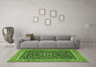 Machine Washable Persian Green Traditional Area Rugs in a Living Room,, wshtr2735grn