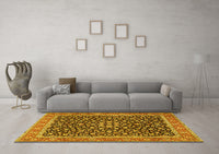 Machine Washable Persian Yellow Traditional Rug, wshtr2735yw