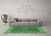 Machine Washable Persian Emerald Green Traditional Area Rugs in a Living Room,, wshtr2735emgrn