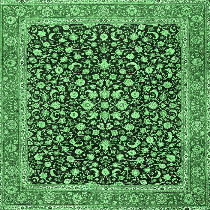 Square Persian Emerald Green Traditional Rug, tr2735emgrn