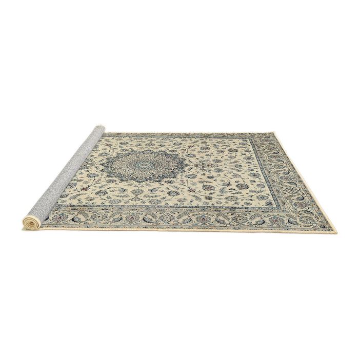 Sideview of Machine Washable Traditional Sage Green Rug, wshtr2736