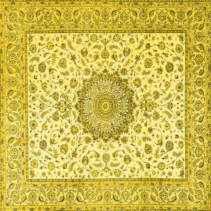 Square Medallion Yellow Traditional Rug, tr2736yw