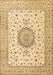 Machine Washable Medallion Brown Traditional Rug, wshtr2736brn