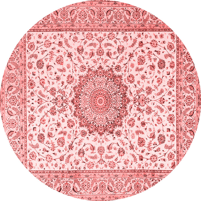 Machine Washable Medallion Red Traditional Rug, wshtr2736red