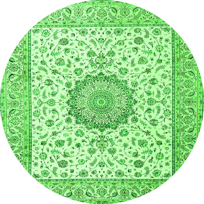 Square Medallion Green Traditional Rug, tr2736grn