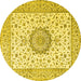 Round Medallion Yellow Traditional Rug, tr2736yw