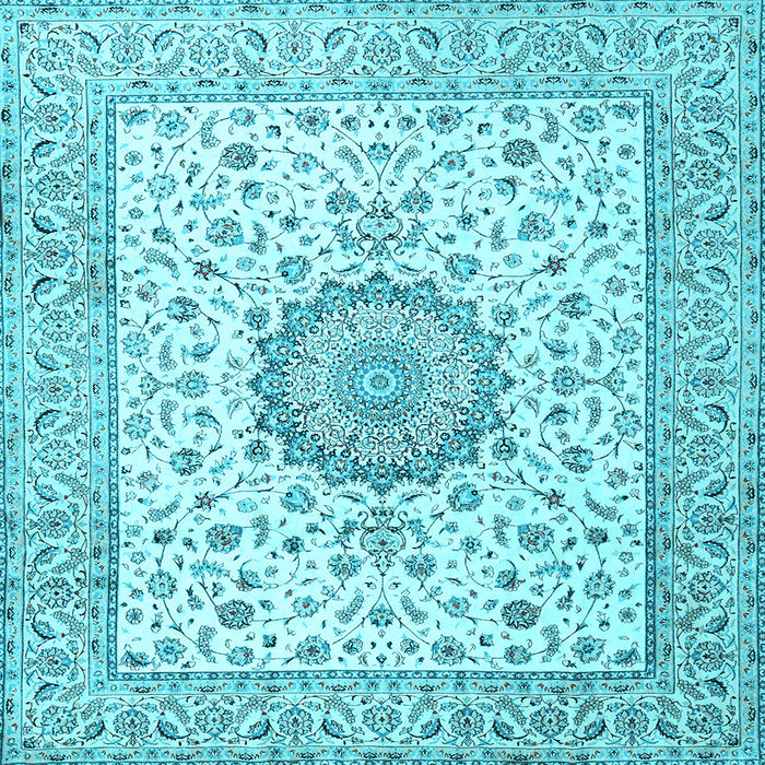 Square Medallion Light Blue Traditional Rug, tr2736lblu