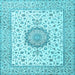 Square Medallion Light Blue Traditional Rug, tr2736lblu