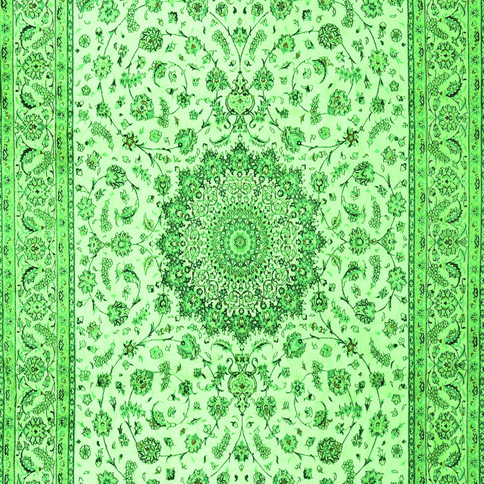 Serging Thickness of Machine Washable Medallion Green Traditional Area Rugs, wshtr2736grn
