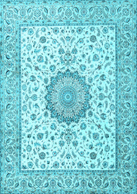 Medallion Light Blue Traditional Rug, tr2736lblu