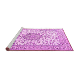 Sideview of Machine Washable Medallion Pink Traditional Rug, wshtr2736pnk