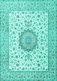 Medallion Turquoise Traditional Rug, tr2736turq