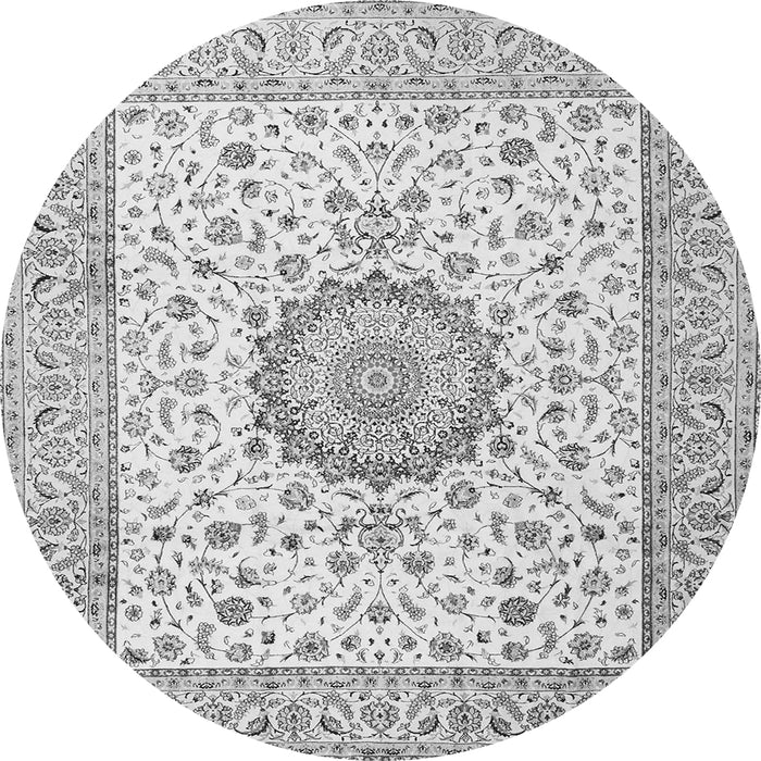 Machine Washable Medallion Gray Traditional Rug, wshtr2736gry