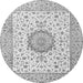 Machine Washable Medallion Gray Traditional Rug, wshtr2736gry