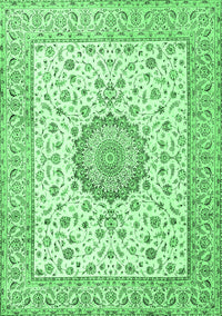 Medallion Emerald Green Traditional Rug, tr2736emgrn