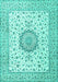 Machine Washable Medallion Turquoise Traditional Area Rugs, wshtr2736turq