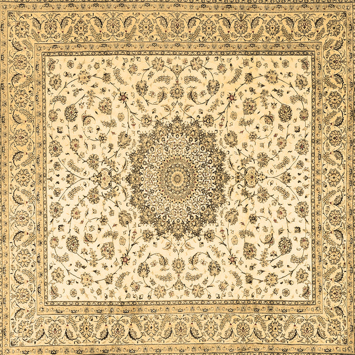Square Machine Washable Medallion Brown Traditional Rug, wshtr2736brn