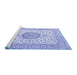 Sideview of Machine Washable Medallion Blue Traditional Rug, wshtr2736blu