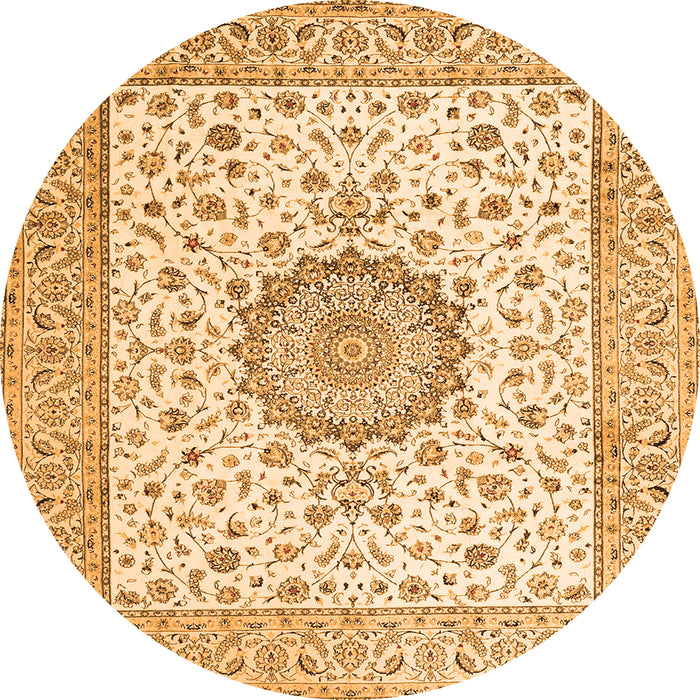 Square Medallion Orange Traditional Rug, tr2736org