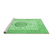 Sideview of Machine Washable Medallion Emerald Green Traditional Area Rugs, wshtr2736emgrn