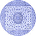 Round Medallion Blue Traditional Rug, tr2736blu