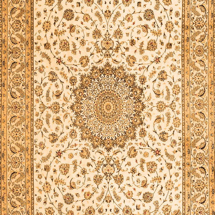 Serging Thickness of Machine Washable Medallion Orange Traditional Area Rugs, wshtr2736org