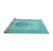 Sideview of Machine Washable Medallion Light Blue Traditional Rug, wshtr2736lblu