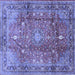 Square Machine Washable Persian Blue Traditional Rug, wshtr2737blu