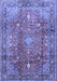 Machine Washable Persian Blue Traditional Rug, wshtr2737blu