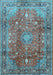 Machine Washable Persian Light Blue Traditional Rug, wshtr2737lblu