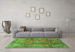 Machine Washable Persian Green Traditional Area Rugs in a Living Room,, wshtr2737grn