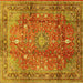 Square Machine Washable Persian Yellow Traditional Rug, wshtr2737yw