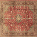 Square Persian Brown Traditional Rug, tr2737brn