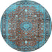 Round Persian Light Blue Traditional Rug, tr2737lblu