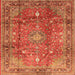 Round Machine Washable Persian Orange Traditional Area Rugs, wshtr2737org