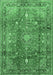 Machine Washable Persian Emerald Green Traditional Area Rugs, wshtr2737emgrn