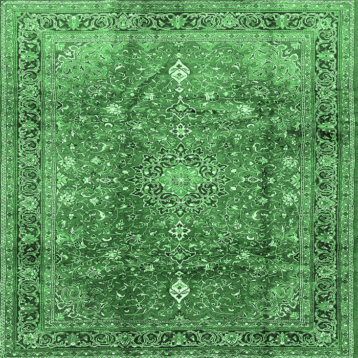 Square Persian Emerald Green Traditional Rug, tr2737emgrn