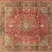 Square Machine Washable Persian Brown Traditional Rug, wshtr2737brn