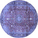 Round Machine Washable Persian Blue Traditional Rug, wshtr2737blu