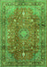 Serging Thickness of Machine Washable Persian Green Traditional Area Rugs, wshtr2737grn