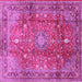 Square Machine Washable Persian Pink Traditional Rug, wshtr2737pnk