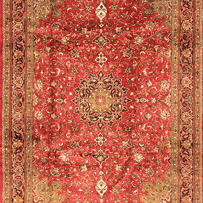 Serging Thickness of Machine Washable Persian Orange Traditional Area Rugs, wshtr2737org