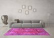 Machine Washable Persian Pink Traditional Rug in a Living Room, wshtr2737pnk