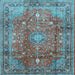 Square Machine Washable Persian Light Blue Traditional Rug, wshtr2737lblu