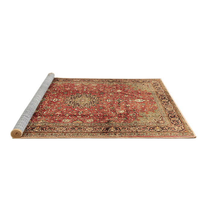Sideview of Machine Washable Persian Brown Traditional Rug, wshtr2737brn