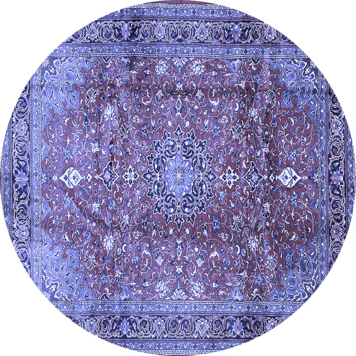 Round Persian Blue Traditional Rug, tr2737blu
