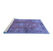 Sideview of Machine Washable Persian Blue Traditional Rug, wshtr2737blu