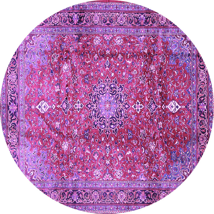 Round Persian Purple Traditional Rug, tr2737pur